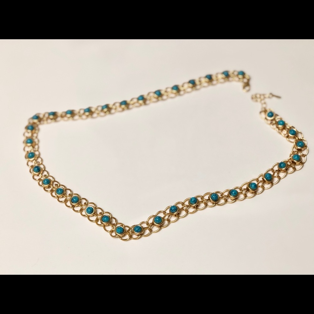 Golden Chain with Turquoise beads